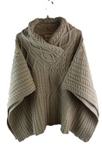 ARAN TRADITIONS Beige Strick Cape Pullover Einheitsgröße Damen Freizeit Outdoor