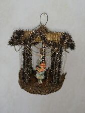 Christbaumschmuck Tinsel Ornament Karussell 10 x 10 cm alt Antik Oblaten