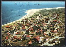 Baltrum, Panorama mit Strand aus der Vogelschau, Ansichtskarte 