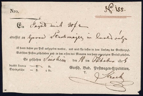 Baden vorphila postschein - baden,