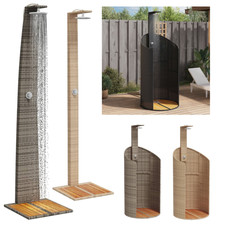 Gartendusche Außendusche Garten Pooldusche Camping Dusche Poly Rattan Akazie