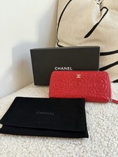 Chanel Rouge Leather Camelia Wallet