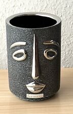 Vase, Marke: formano, Keramik, Anthrazit, silberne Akzente als Gesicht