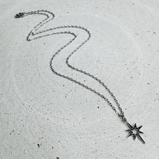 Halskette Kompass Stern silber 45 cm Anhänger Damen Schmuck Symbol Geschenk