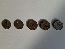 5er Set Groschen-Münze, 1, 2 und 5 Groschen, Jahrgang 1927 - 1963, Dachbodenfund