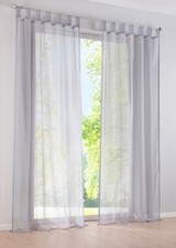 Gardine grau 145x140 cm Uni Voile (1er-Pack) mit Schlaufen Gr. 1 E14