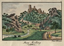 Mödling Original Umrissradierung Volkmann 1820