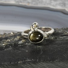 Gold Obsidian Ring, 925er
