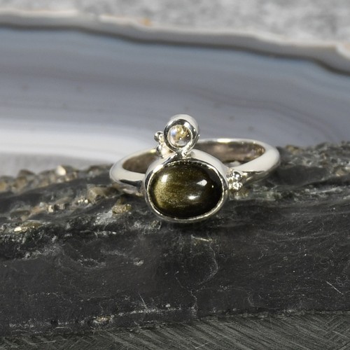 Gold obsidian ring 925er - gold,
