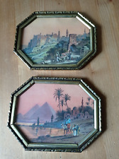 2 alte Christliche Bilder mit Metallrahmen u.Glas-  Deko Vintage achteckig