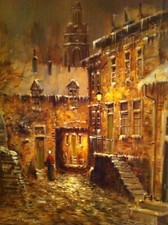 Ölgemälde Winter Gasse v