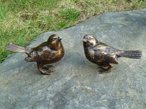 Spatzen paar bronze garten - spatzen,