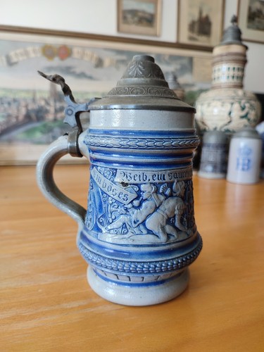 Antiker bierkrug zinndeckel - antiker,