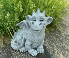 Steinfigur großer Drache Cristiano Frostfest Gartenfigur Steinguss Drachen