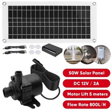 Solar Panel Powered 50W 800L/H DC 12V Garden Pond Decor Solar Water Pump Kits DE