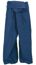 Thai Fischerhose aus fester Baumwolle, Wickelhose, Yogahose, Unigröße - marin