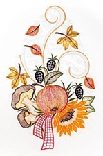 Fensterbild Fensterdeko Herbstdeko Herbstblumen, 21 x 34cm, Orig.Plauener Spitze