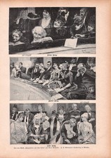 Publikum im Theater - Rene Reinicke - Spiegelbilder aus dem Leben- 1892 ~22x31cm