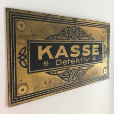 altes Kassen Schild, KASSE, Detektiv, Messing, Jugendstil