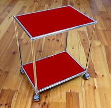* USM Haller Möbel * Beistelltisch Nachttisch & Rollen Rot Rubinrot TV Ständer *