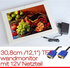 30CM 12" TFT LC DISPLAY WANDMONITOR MONITOR SEHR SPARSAM 12V 6WATT INKL P-SUPPLY