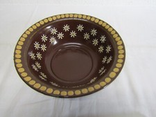 kleine alte Emaille Schüssel braun Blümchen 20 cm Salat Pflanzgefäß emaile email