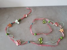 Girlande Weihnachten Deko rot kariert Band mit Stern Trommel ect ca 140 cm Holz