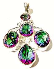 M Y S T I C  TOPAS EDELSTEIN SCHMUCK ANHÄNGER HANDGEFRTIGT 925 STERLINGSILBER