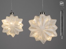 2er Set LED Deko Hänger Sterne ICE D. 15 + 22cm matt weiß aus Glas Formano W25