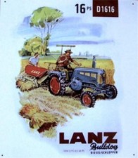 Retro Reklame Blechschild Oldtimer Traktor Lanz Bulldog 16 PS Schlepper  40x33cm