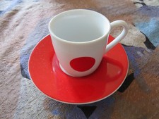 Porzellan Mug Kaffee Espresso Unter Tasse Becher Henkel Japan Flagge weiß rot