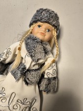 Sammelpuppe stehend 41 cm Nostalgie Porzellan blondes Haar feine Details