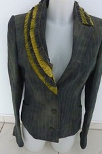 VERSACE Damen Jeans Kostüm Gr 46/32  dekorativer Samt/Jeans Kragen grau ausgefra