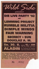 TICKET: RUMBLE MILITIA / DIMPLE MINDS - ALADIN, BREMEN, 30. AUGUST 1992