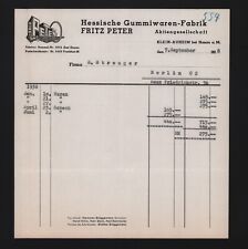 KLEIN-AUHEIM, Rechnung 1938, Fritz Peter Hessische Gummiwaren-Fabrik AG
