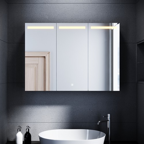Edelstahl spiegelschrank 90x65 - spiegelschrank,
