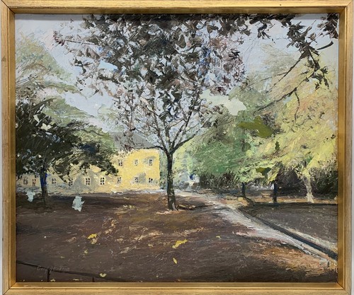 ölbild haus hinter bäumen - Ölbild,