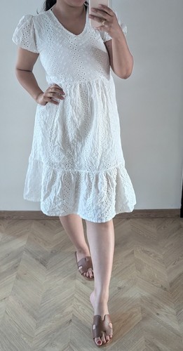 Kleid weiß lochstickerei - weiß,