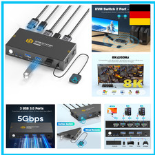 8K@60Hz HDMI KVM Switch 2 PC 1