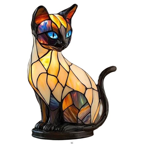 Katzenlampe aus buntglas - katzenlampe,