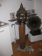 Holzsäule mit Dekoschale, Handarbeit