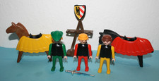 Playmobil Ersatzteile 3265-C Ritterturnier Schabracke rot gelb 3 Figuren Pferde