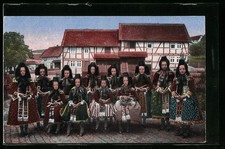 Hüttenberger Frauen in hessischen Trachten, Ansichtskarte 