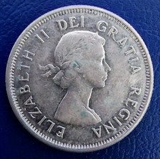 Silver Coin – 25 Cents REINDEER, Silver Coin 1960 from Canada – QEII.