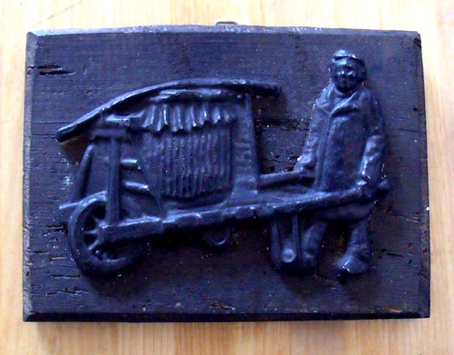 Alte relief plakette - relief-plakette, metall