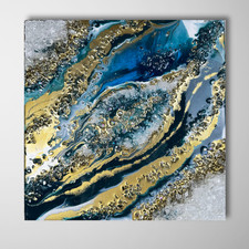 Geode wall art blue gold resin