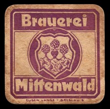 Dünner alter Bierdeckel Brauerei Mittenwald Impressum Eugen Lange