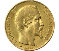 20 FRANCS GOLD Napoleon III 1859, Kopf NUE Straßburg Sehr guter Zustand