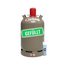 11 kg Eigentums Propan-Gasflasche grau gefüllt Inkl. Lecksuchspray 