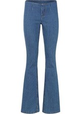 Neu Damen Bootcut-Jeans mit niedriger Leibhöhe und Streifen Gr. 42 Blau Denim